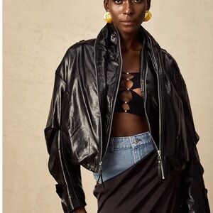 Sleek Black Leather Jacket for Women